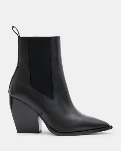 Allsaints Ria Pointed-toe Leather Ankle Boots In Black
