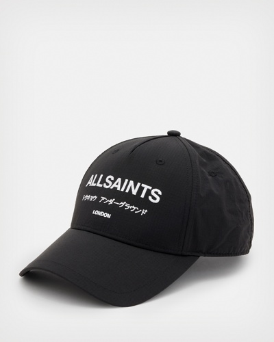 Allsaints Underground Nylon Baseball Cap In Black/matte Black