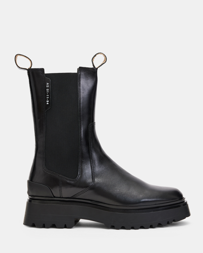 Allsaints Amber Leather Boots In Black