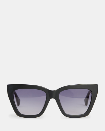 Allsaints Minerva Square Cat Eye Sunglasses In Black