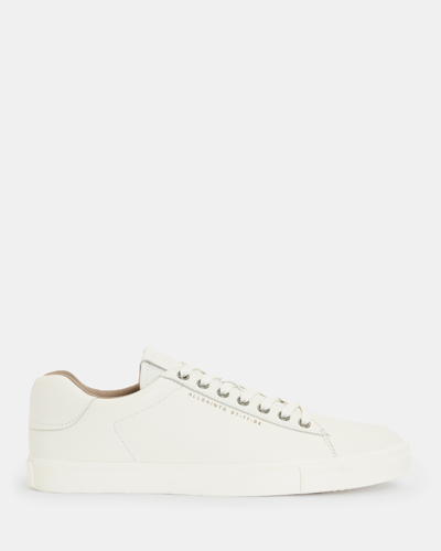 Allsaints Mens White Brody Branded Leather Low-top Trainers