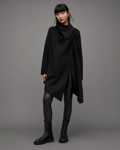 Allsaints Monument Eve Wool Blend Coat In Black ModeSens