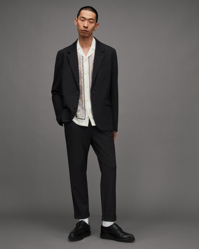 Allsaints Mens Black Helm Single-breasted Stretch-woven Blazer