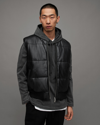 Allsaints Naro Leather Puffer Vest In Black