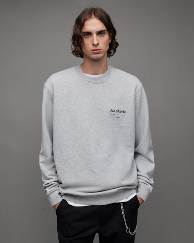 Allsaints Underground Oversized Crew Sweatshirt In Grey Marl