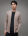 Allsaints Mode Merino Ramskull Open Cardigan In Stone Taupe Marl