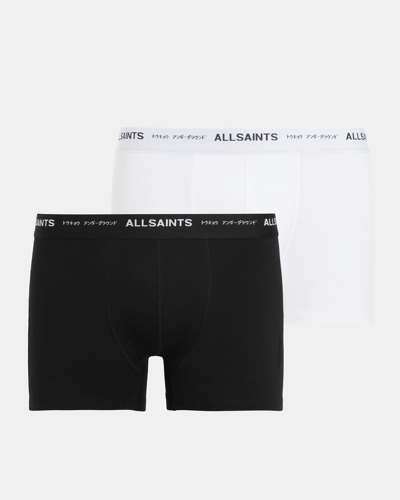 Allsaints Underground Boxers 2 Pack In Jet Blk/opt Wht