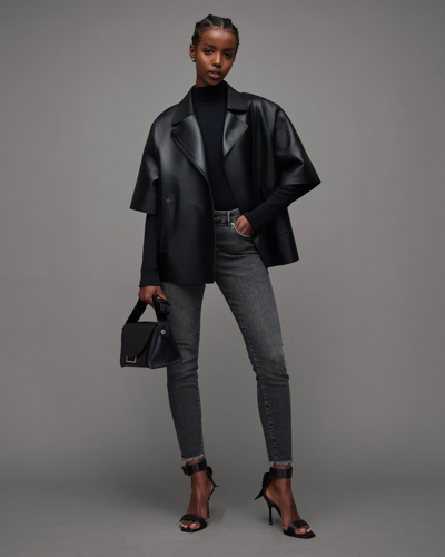 Allsaints Miller Mid-rise Stretch Push Up Skinny Jeans In Black