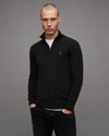 Allsaints Mens Black Kilburn Zip-up Funnel-neck Wool-blend Jumper Xs