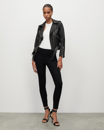 Allsaints Miller Mid-rise Size Me Skinny Jeans In Black