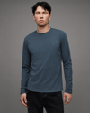 Allsaints Brace Brushed Cotton Long Sleeve T-shirt In Jade Blue