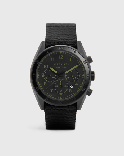 Allsaints Men's Stainless Steel And Nylon Subtitled Ii Watch In Black