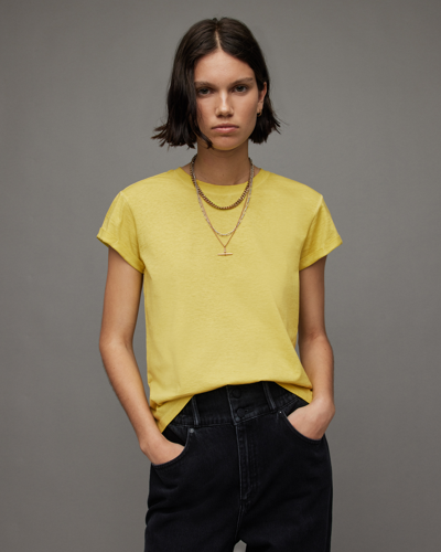 Allsaints Anna Crew Neck Short Sleeve T-shirt In Fluro Yellow