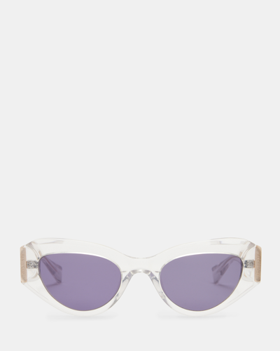 Allsaints Calypso Bevelled Cat Eye Sunglasses In Purple