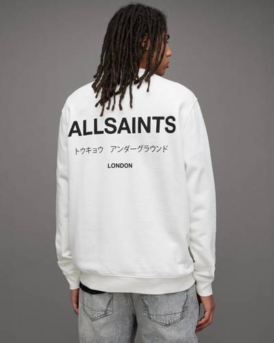 Allsaints Underground Oversized Crew Sweatshirt In Ashen White