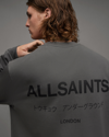 Allsaints Underground Oversized Crew Neck Sweatshirt In Pipe Grey