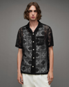 Allsaints Llonga Crochet Lace Floral Shirt In Black