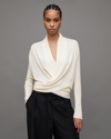 Allsaints Womens Chalk White Wasson Pirate-wear Merino-wool Cardigan In Chalk White