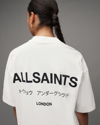 Allsaints Underground Oversized T-shirt With Back Logo In White In Ashen White