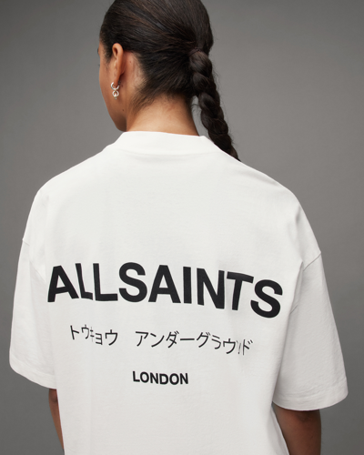 Allsaints Underground Oversized Crew T-shirt In Ashen White