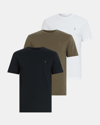 Allsaints Brace Brushed Cotton Crew T-shirt 3 Pack In White