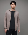 Allsaints Mode Merino Zip Ramskull Hoodie In Stone Taupe Marl