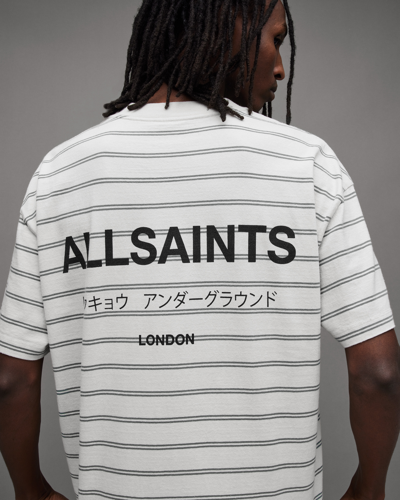 Allsaints Underground Oversized Stripe T-shirt In Speckle Gry/grey