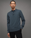 Allsaints Mode Long Sleeve Wool Polo In Beetle Blue