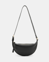 Allsaints Half Moon Leather Crossbody Bag In Black