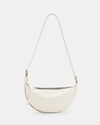 Allsaints Half Moon Leather Crossbody Bag In White