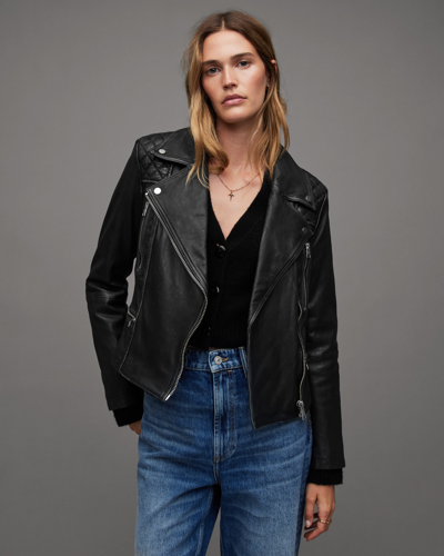 ALLSAINTS ALLSAINTS CARGO DISTRESSED LEATHER BIKER JACKET