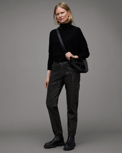 Allsaints Ridley Cropped Wool Cashmere Mix Jumper In Black