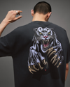 Allsaints Beast Oversized Panther Crew T-shirt In Washed Black
