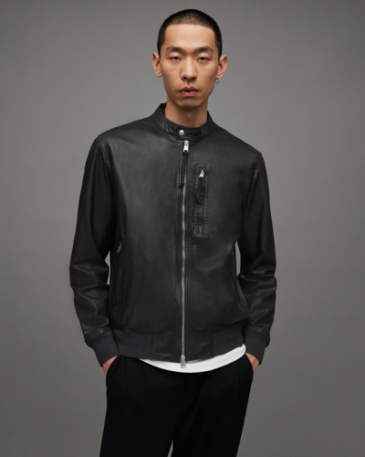 Allsaints Sova Leather Jacket In Anthracite Grey