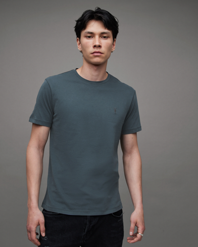 Allsaints Brace Brushed Cotton Crew Neck T-shirt In Beetle Blue