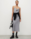 Allsaints Hadley Cowl Neck Midi Slip Dress In Stormcloud Grey