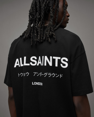 Allsaints Underground Oversized Crew T-shirt In Jet Black
