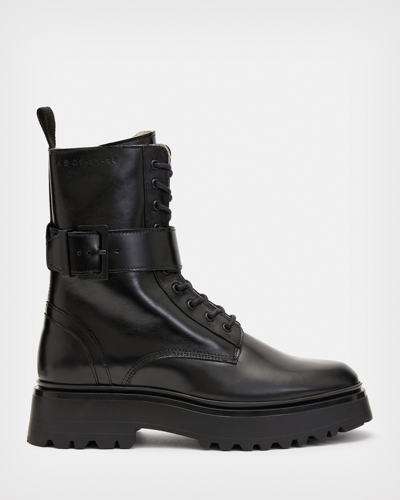 Allsaints Onyx Leather Boots In Black