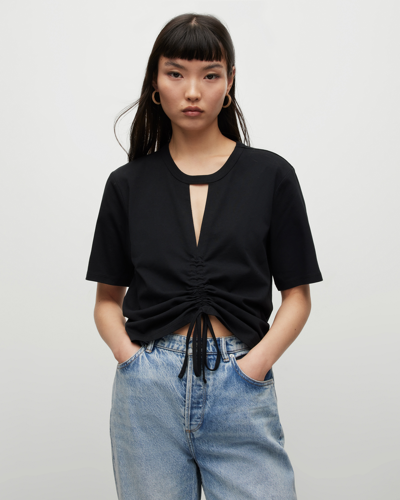 Allsaints Gigi Centre Drawcord T-shirt In Black