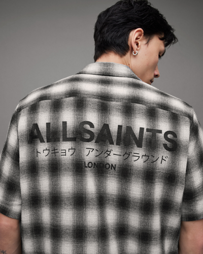 Allsaints Underground Relaxed Check Logo Shirt In Off White