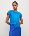 Allsaints Womens Deep Ocean Blu Anna Logo-print Organic-cotton T-shirt In Blue