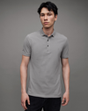 Allsaints Reform Short Sleeve Polo Shirt In Aluminium Grey