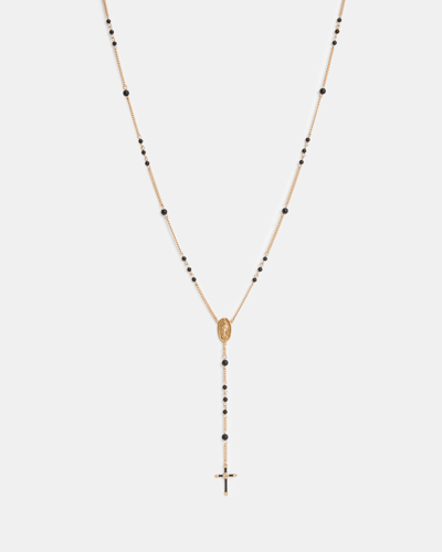 Allsaints Lyra Beaded Necklace In Black/warm Brass