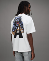 Allsaints Beast Oversized Panther Crew T-shirt In Optic White