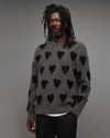 Allsaints Amore Heart-motif Wool-blend Jumper In Charcoal/black