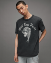 Allsaints Wild Boys Reverse Print Crew T-shirt In Washed Black