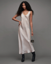 Allsaints Cody Satin Maxi Slip Dress In Pink Pearl