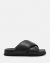 Allsaints Saki Crossover-strap Leather Sandals In Black