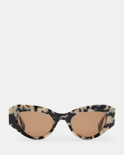 Allsaints Calypso Bevelled Cat Eye Sunglasses In Snow Leopard