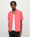 Allsaints Venice Relaxed Fit Short Sleeve Button-up Camp Shirt In Red